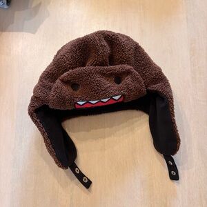 Domo-Kun Embroidered Brown Winter Trapper Hat RARE